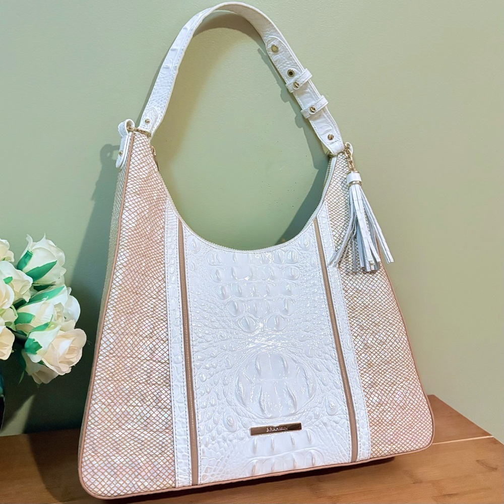 Brahmin Tabitha Sea Salt White Colada shoulder bag retail value $355